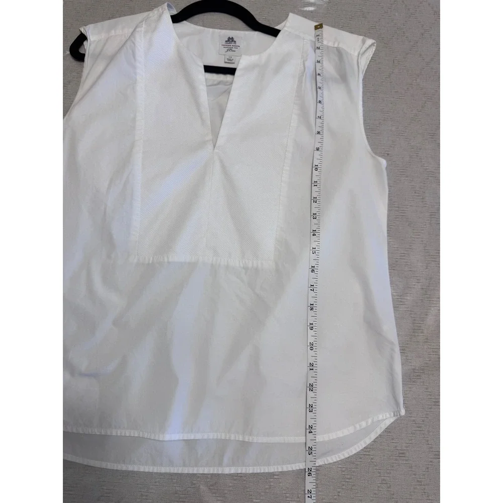 Coastal Minimalist J.Crew Thomas by Mason White Cotton Sleeveless Popover Blouse